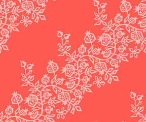 Seamless pattern with wild pomegranate ornamental decorative background. Vector pattern. Print for textile, cloth, wallpaper, scrapbooking