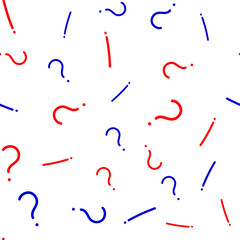 Seamless background with question and exclamation signs. Vector illustration.
