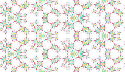 Abstract seamless pattern, background. Colored kaleidoscope on white. Useful as design element for texture and artistic compositions. - 354046548