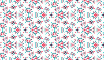 Abstract seamless pattern, background. Colorful kaleidoscope on white. Useful as design element for texture and artistic compositions. - 354046591