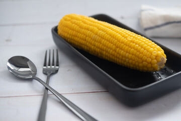 Fresh of sweet corn boiled with butter and salt