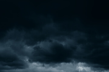 Stormy rain big fluffy clouds. Dark sky. Natural scenic abstract background. Weather changes...