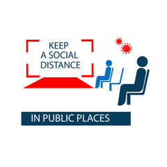 Keep a social distance while in public places. Icon. Sticker. Vector illustration.