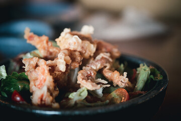 Delicious deep fried soft shell crab