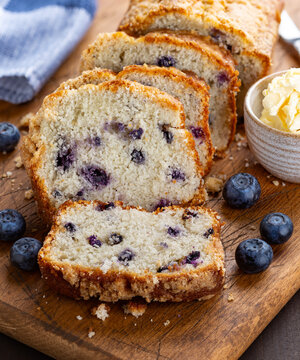 Sliced Blueberry Loaf Cake