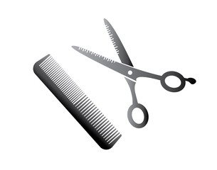 Flat icon scissors and combs isolated on white background. Beauty saloon.