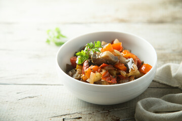 Homemade vegetable stew with herbs