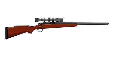 Hand drawn illustration of Bolt action Sniper rifle.