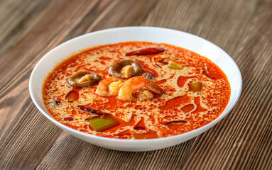 Portion of Tom Yum soup