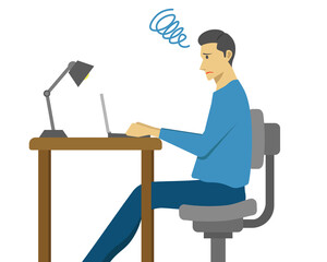 在宅勤務でトラブルの男性