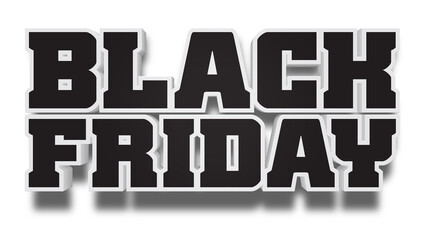 Illustrated Black Friday 3d typography headline on white background