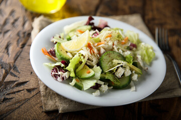 Healthy mixed salad with avocado