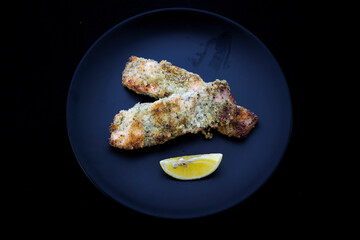 Lemon Herb Marinate Salmon covered Breadcrumb