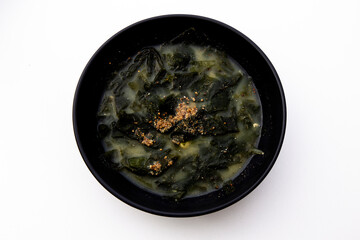 Korean food Seaweed Soup with Perilla which is called Deuikkae Miyeok-guk