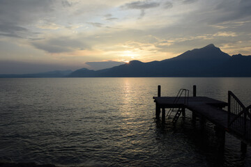 sunset over the lake