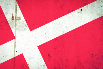 Flag of Denmark on a concrete wall. Flags. Europa.