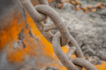 Excavator truck link on the background of the earth