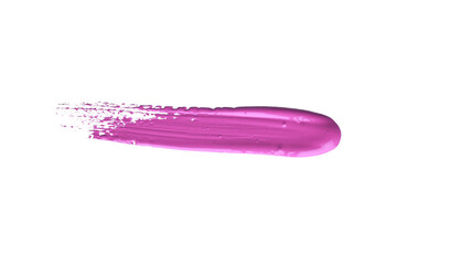 Red colored brush stroke paiting over isolated background, canvas watercolor texture, pink lipstick smudge