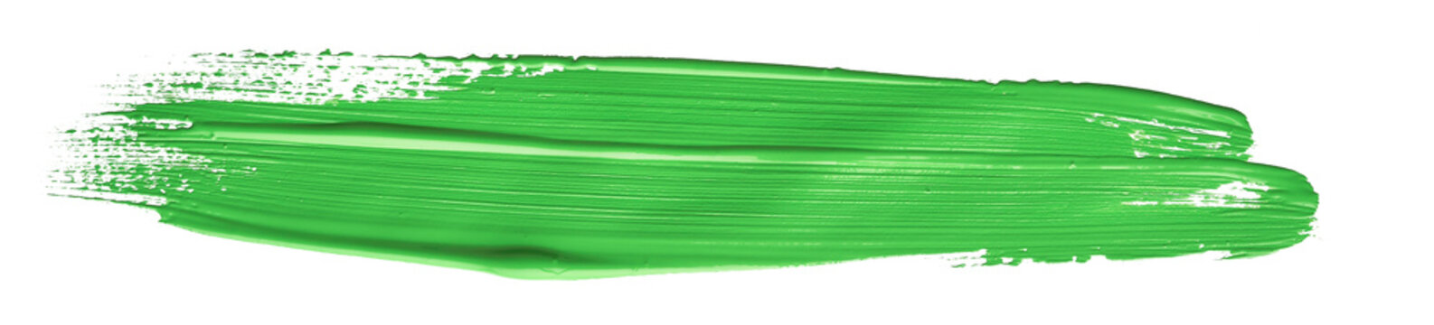 Green chroma brush stroke paiting over isolated background, canvas watercolor texture