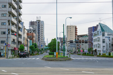 東京都北区王子から見た明治通りの景色