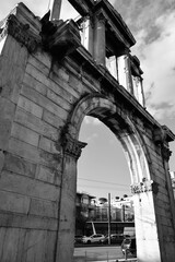 Hadrian's Arch in black and white