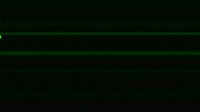 Real digital glitch. System virus. Video signal error with green flickering line noise.