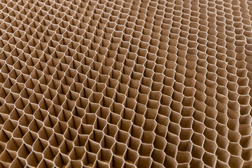 Honeycomb cardboard cells. Geometric background. Recyclable craft paper. High quality photo
