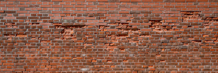 texture of old red brick wall background