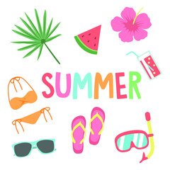 Summer Icon Vector Background Illustration