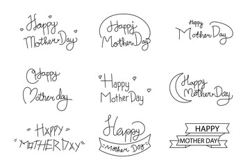 Lettering Happy Mother day set bundle design. isolated on white background