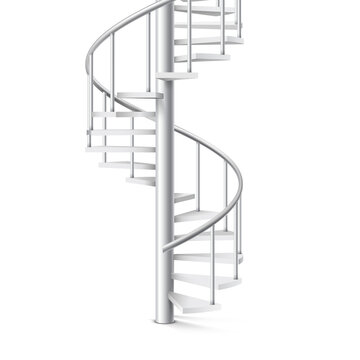 Spiral staircase realistic 3d object on a white background
