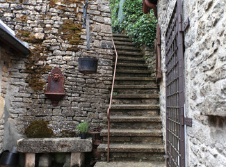 narrow streets in a small medieval city in Burgundy, France