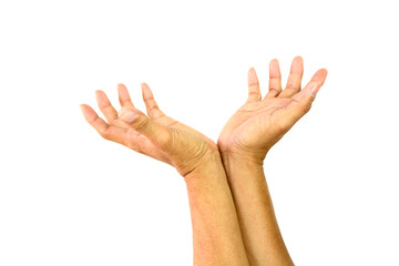 Empty hand holding isolated on the white background.