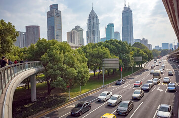 Naklejka premium traffic in city shanghai