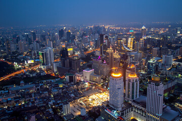 Aerial view,Skyline of Bangkok, Bangkok, Thailand, Asia