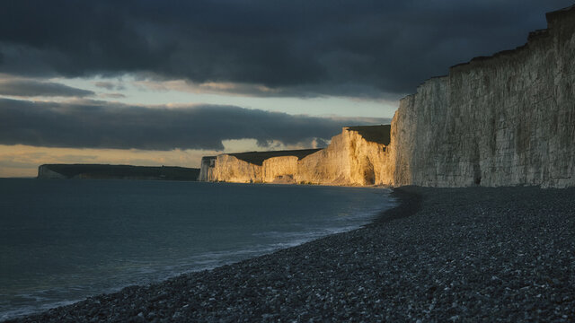 sunset over cliffs