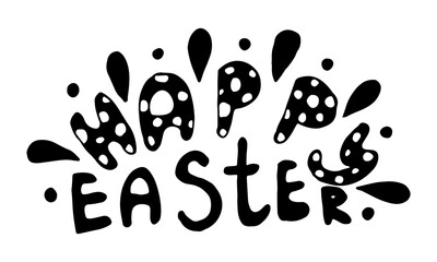 Hand written lettering Happy Easter text. Vector illustration of positive quotation isolated on white background. Template for greeting card, poster or print