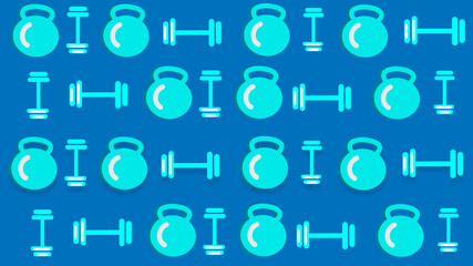 illustration of Dumbbell  gym set isolate on blue background 