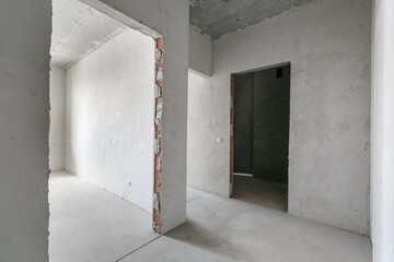 interior of the apartment without decoration in gray colors