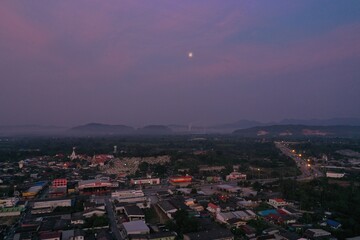 aerial view of the city at night