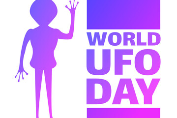 World UFO Day. July 2. Holiday concept. Template for background, banner, card, poster with text inscription. Vector EPS10 illustration.