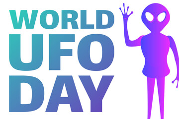 World UFO Day. July 2. Holiday concept. Template for background, banner, card, poster with text inscription. Vector EPS10 illustration.