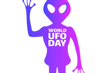 World UFO Day. July 2. Holiday concept. Template for background, banner, card, poster with text inscription. Vector EPS10 illustration.