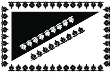 Rectangle border design concept of Lotus flowers isolated on Black and white background