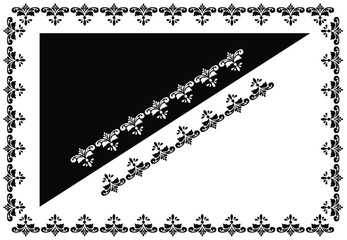 Rectangle border frame design concept of floral pattern isolated on black and white background