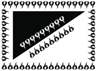 Border design concept of Banyan Tree Leaves isolated on Black and white background