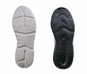 White and black sole on shoes. Concept of choice.