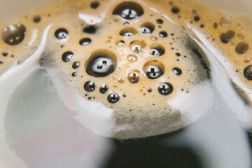 close-up of coffee without milk with a little foam