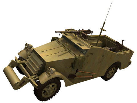 3d Rendering of a American WW2 Half Track Scout