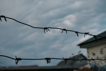 Guardrail and wire netting as security system